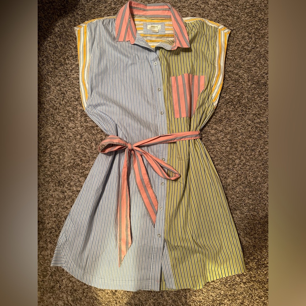 Maeve Toni tunic striped button down dress